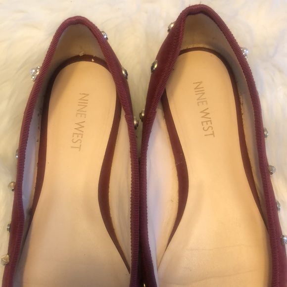 Nine West Morton ballet flat in wine with embellished beads and stones Sz 7M - Picture 3 of 8